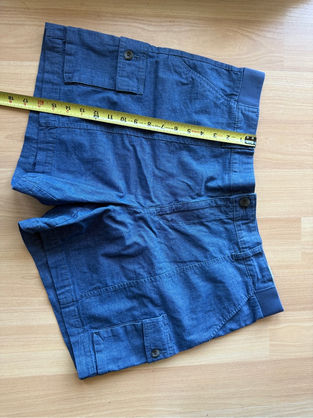 Lee Women's Blue Cargo Shorts with Pocket Detail - partial elastic waistband